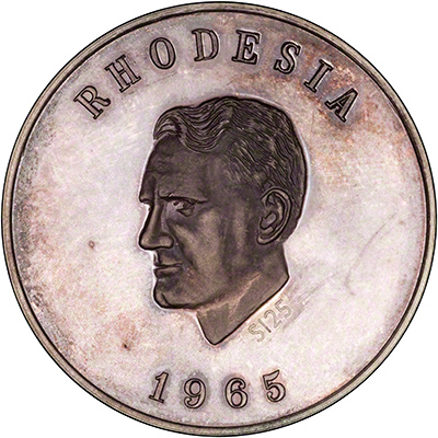 1965 Rhodesian Independence Anniversary Large Silver Medallion Obverse