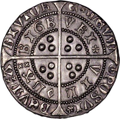 Reverse of Reproduction Charles I Silver Threepence