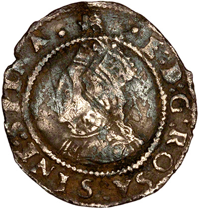 Obverse of 1566-1567 Elizabeth I Penny