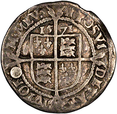 Reverse of 1571 Sixpence