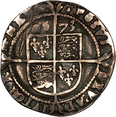 Reverse of 1573 Elizabeth I Hammered Silver Sixpence