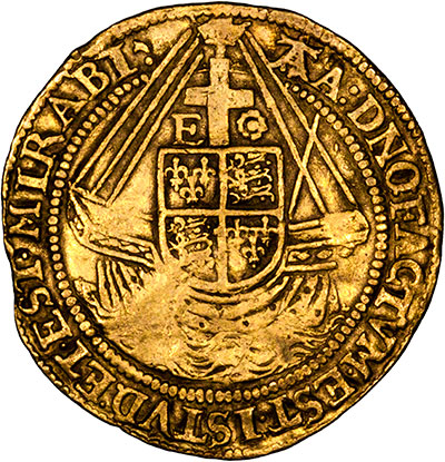 Reverse of 1582 -1584 Elizabeth I Gold Angel