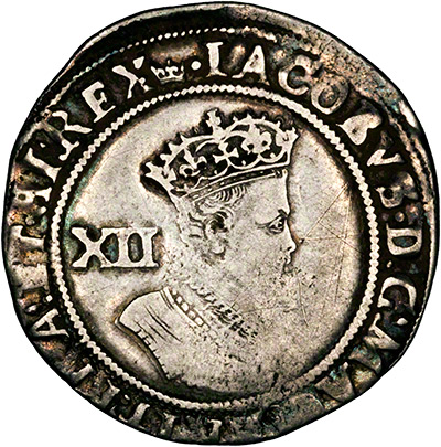 Obverse of 1607-1609 James I Shilling