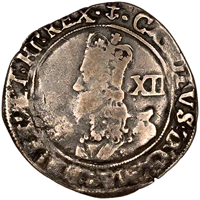 Obverse of 1638-1639 Charles I Hammered Shilling