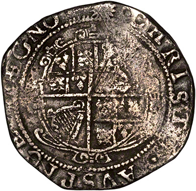 Reverse of 1645 - 1646 Charles I Halfcrown - about Fine