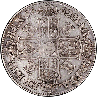 Reverse of 1662 Charles II Crown
