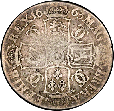 Reverse of 1663 Charles II Crown