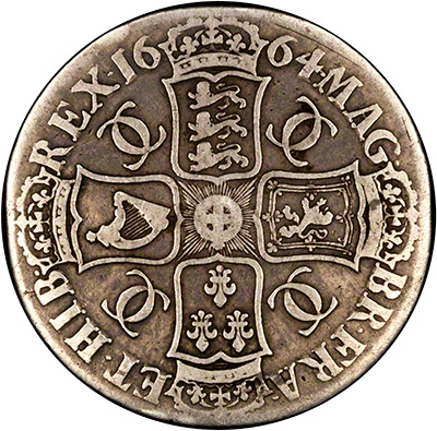Reverse of 1664 Charles II Crown