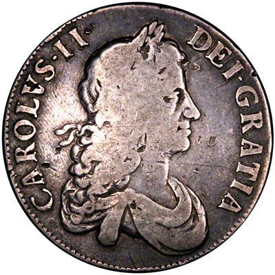 Obverse of 1664 Charles II Crown 