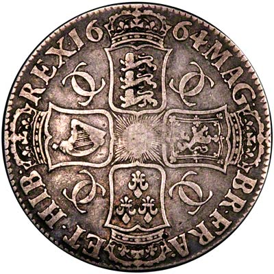 Reverse of 1664 Charles II Crown
