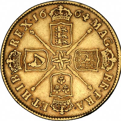Reverse of 1664 Charles II Two Guineas