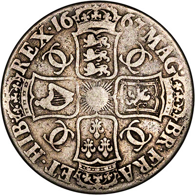 Reverse of 1667 Charles II Crown