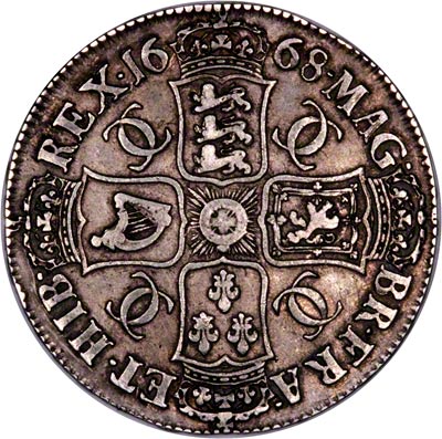 Reverse of 1668 Charles II Crown