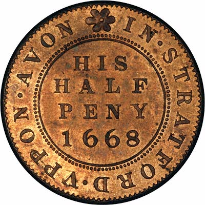 Reverse of 1668 Half-Penny Token