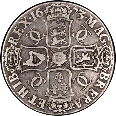 Reverse of 1673 Charles II Crown