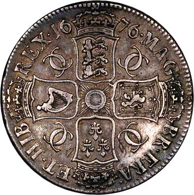 Reverse of 1676 Charles II Crown