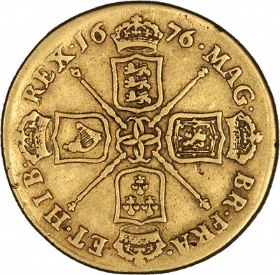 Reverse of 1676 Charles II Two Guineas