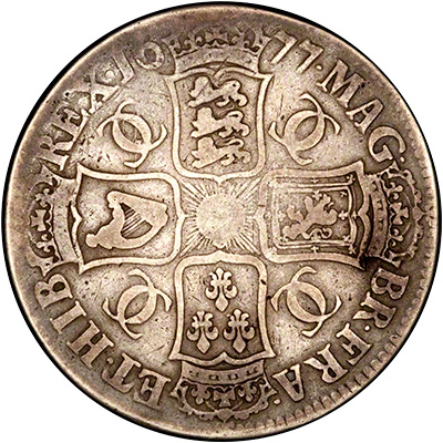 Reverse of 1677 Charles II Crown
