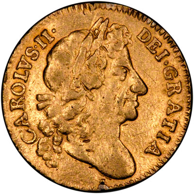 Obverse of 1677 Charles II Guinea