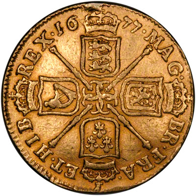 Reverse of 1677 Charles II Guinea
