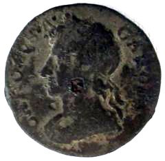 Obverse of a 1684 Tin Farthing of Charles II