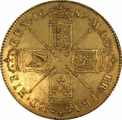 Reverse of 1687 James II Five Guineas