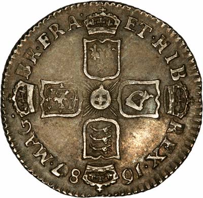 Reverse of 1687 Sixpence
