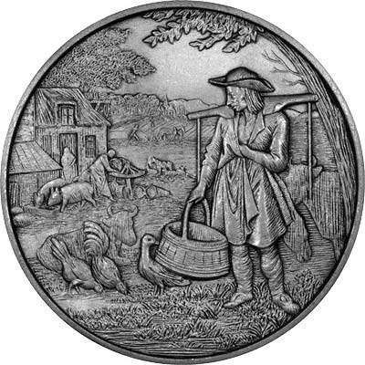 Obverse of Dutch Silver Medallion - The Landsman or Farmer by J. & C. Luiken
