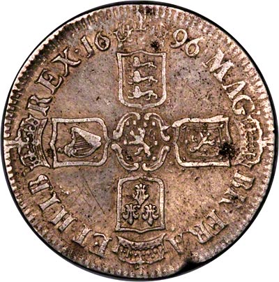 Reverse of 1696 William III Crown