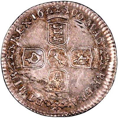 Reverse of 1696 Sixpence