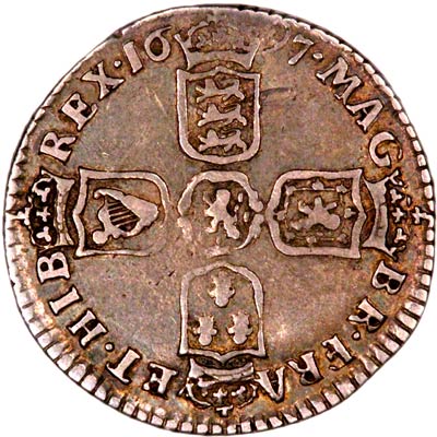 Reverse of 1697 Sixpence