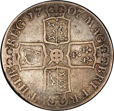 Reverse of 1707 'E' Anne Crown
