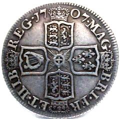 Reverse of 1707 After Union Shilling