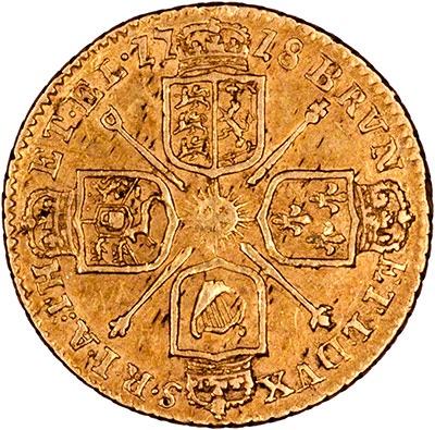 Reverse of 1718 George I Quarter Guinea