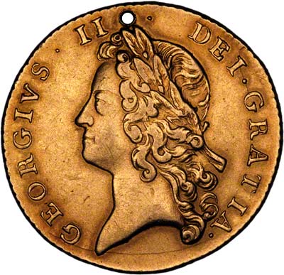 Obverse of 1738 George II Two Guineas