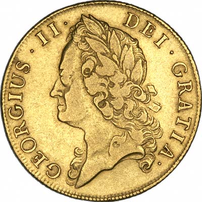 Obverse of 1740 George II Two Guineas