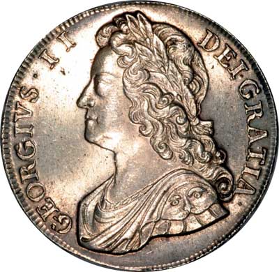 Obverse of 1741 George II Crown - Young Bust