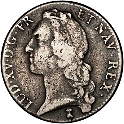 Obverse of 1766 French Silver 1 Ecu