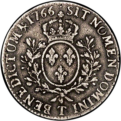 Reverse of 1766 French Silver 1 Ecu