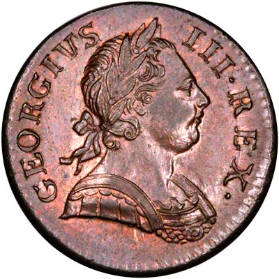 Obverse of 1771 George III Half Penny