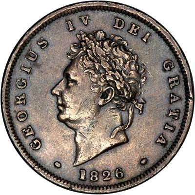 Obverse of 1826 George IV Half Penny