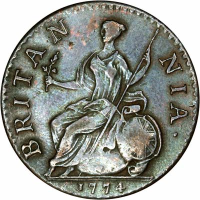 Reverse of 1774 George III Half Penny