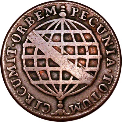 Obverse of 1775 Brazilian 20 Reis 