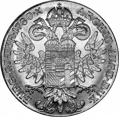 Reverse of 1780 Austrian Maria Theresa Silver Thaler