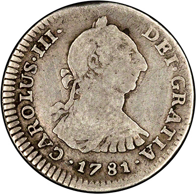 Obverse of 1781 Spanish One Real
