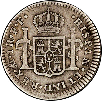 Reverse of 1781 Spanish One Real