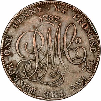 Reverse of 1787 Penny Token