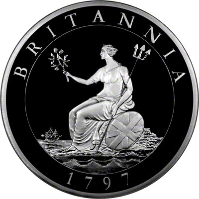Reverse of 1797 One Pound Silver Britannia
