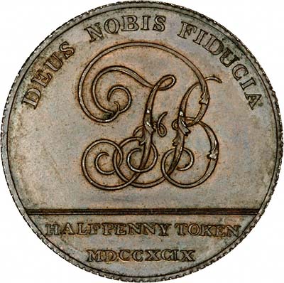 Reverse of 1799 halfpenny token