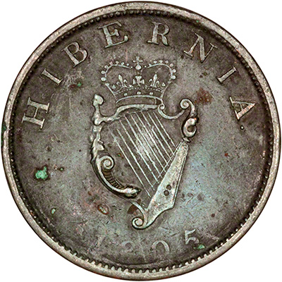 Reverse of 1805 Irish Half Penny